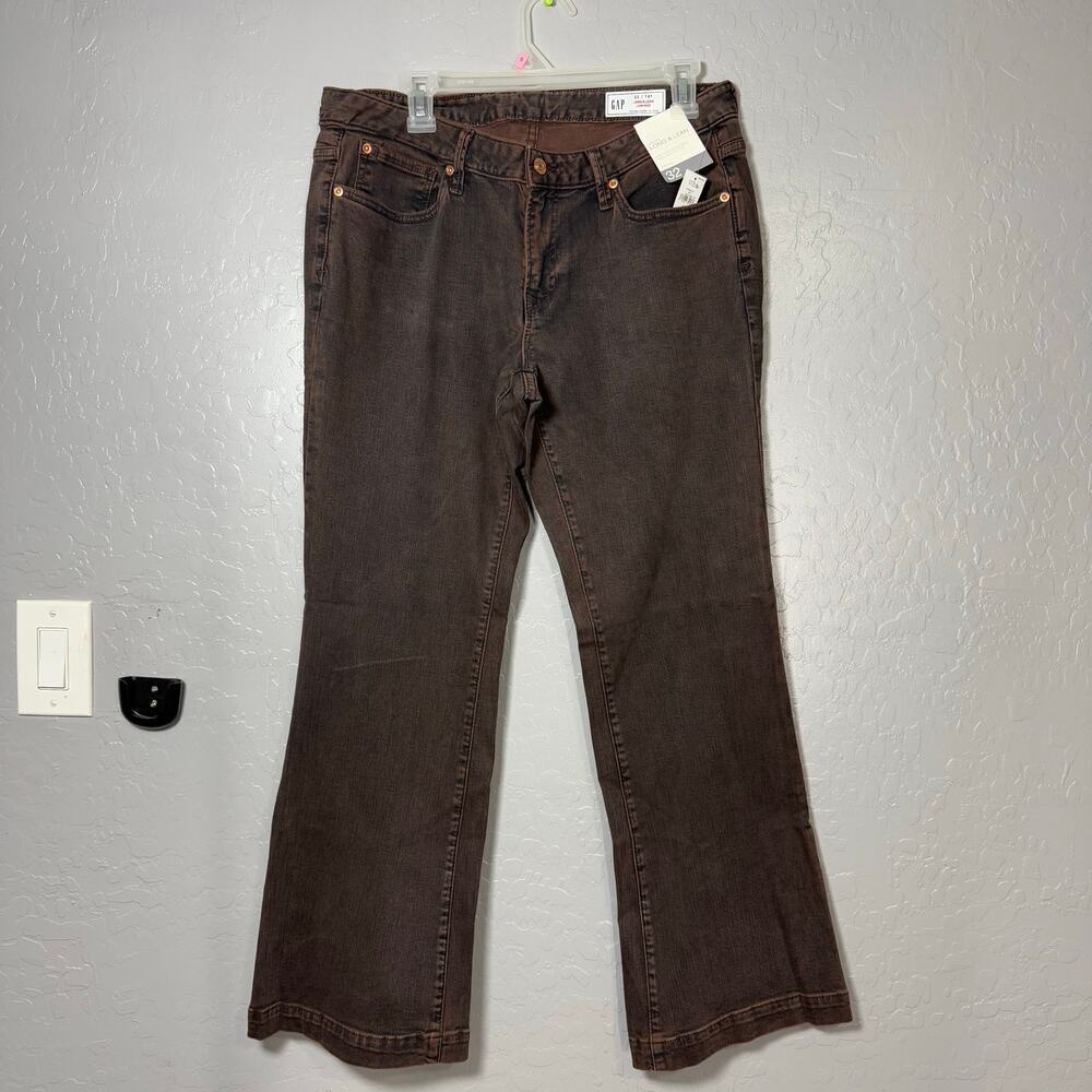 Gap Low Rise Long & Lean Jeans, Dark Brown, 32, 810865